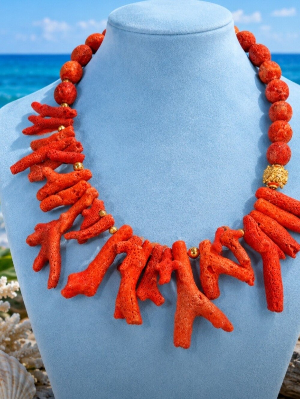 Artisan Handmade Authentic Red Coral Branch Necklace 16 Inches- Women Jewelry